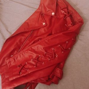 Red leather jacket. NWOT